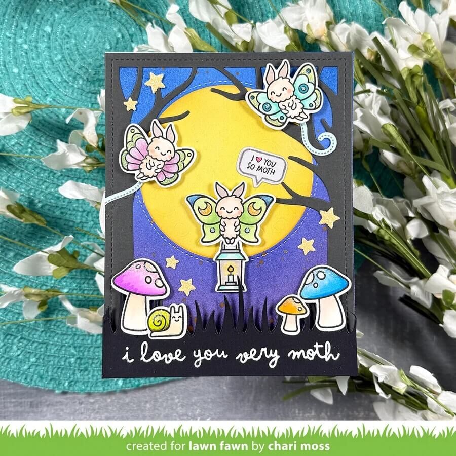 Lawn Fawn - Clear Stamps - I Like Cute Moths Add-On LF4195