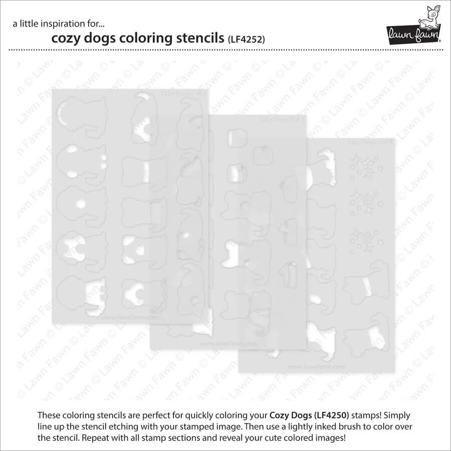 Lawn Fawn Coloring Stencils - Cozy Dogs LF4252