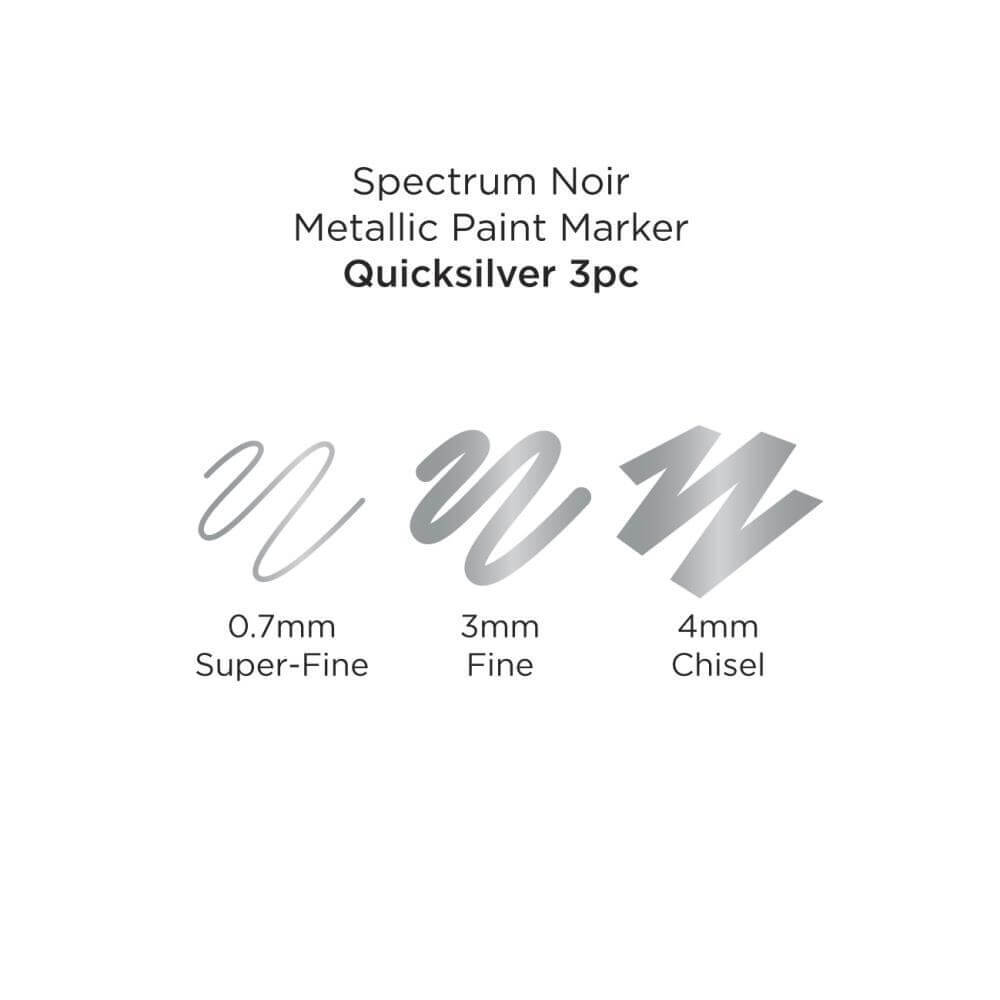 Spectrum Noir Metallic Paint Marker 3/PKg - Quick Silver