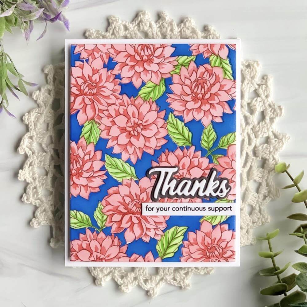 Pinkfresh Studio Stencils 4.25"X5.25" 5/Pkg - Darling Dahlias Layering PF135521