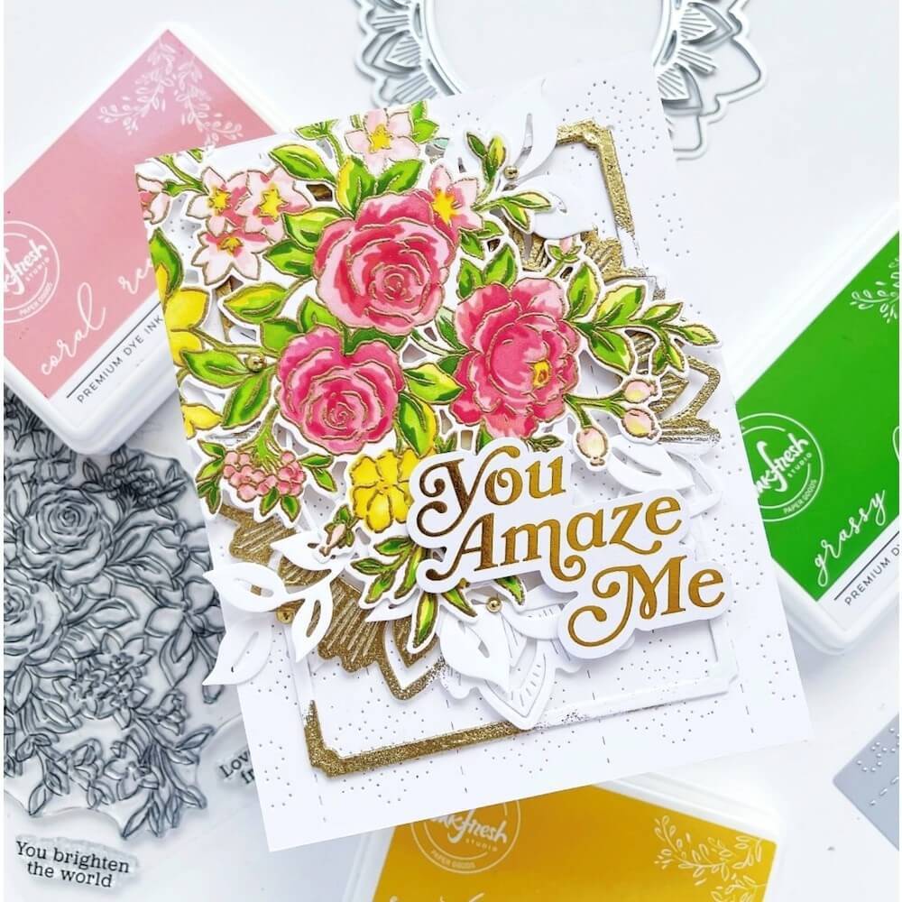 Pinkfresh Studio Clear Stamps 4"X6" - Fancy Rose Bunch 160122
