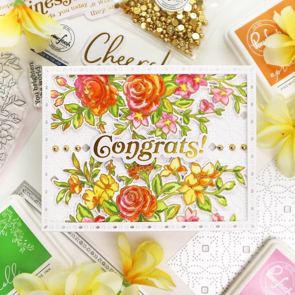 Pinkfresh Studio Stencil - Fancy Rose Bunch 6/pk 160322