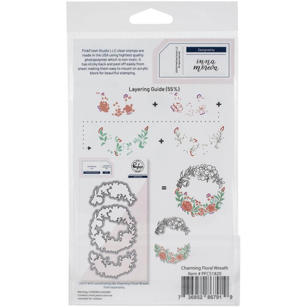 Pinkfresh Studio Clear Stamps 4"X6" - Charming Floral Wreath PFCS1820