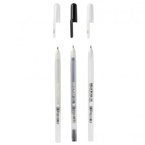 Sakura Gelly Roll Gel Pen - Black, White & Transparent (3pcs)