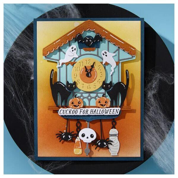Spellbinders Etched Dies - Cuckoo Cottage Collection - Halloween Tick Tock S3-557