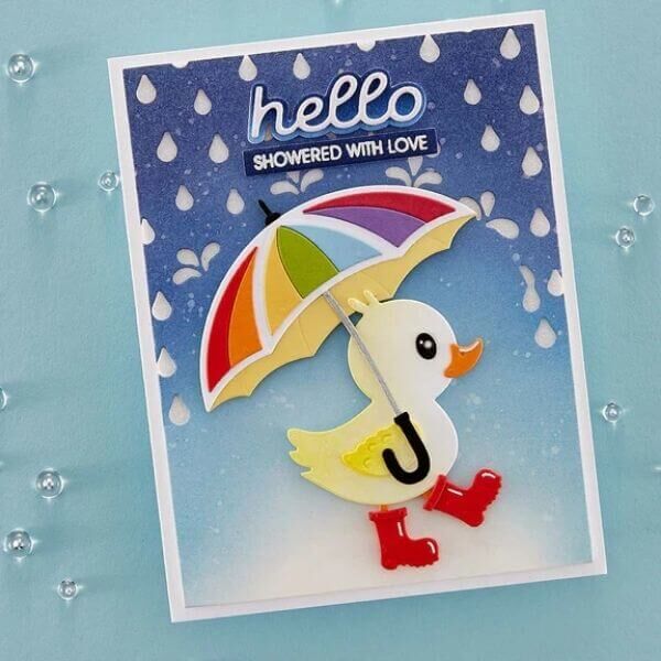 Spellbinders Etched Dies - Showered with Love Collection - Duck with Umbrella (by Vicky Papaioannou) S4-1261