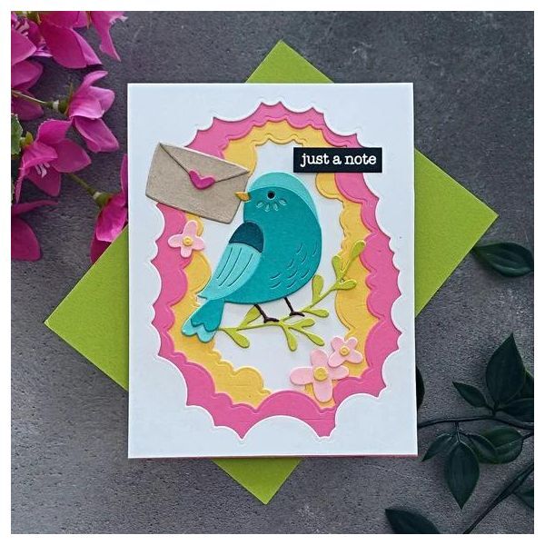 Spellbinders Etched Dies - Out and About Collection - Love Note Bird S4-1352