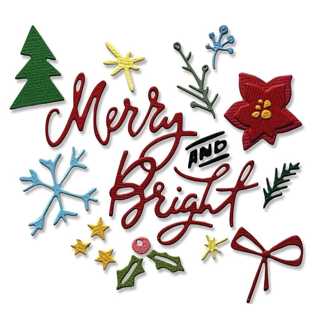 Tim Holtz Alterations 2D Texture Fades Embossing Folder & Thinlits (17pk) - Vault Side Order Merry & Bright by Sizzix SAL667248