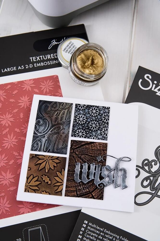 Tim Holtz Alterations 2D Texture Fades A5 Embossing Folder - Vault Holly Poinsettia (by Sizzix) SAL667252