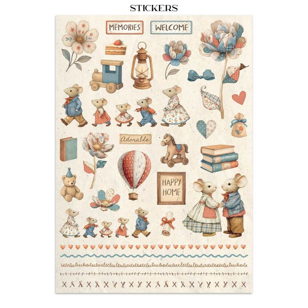 Stamperia Junk Journal Stickers, Cut-Outs, Backgrounds - Family SBJK11