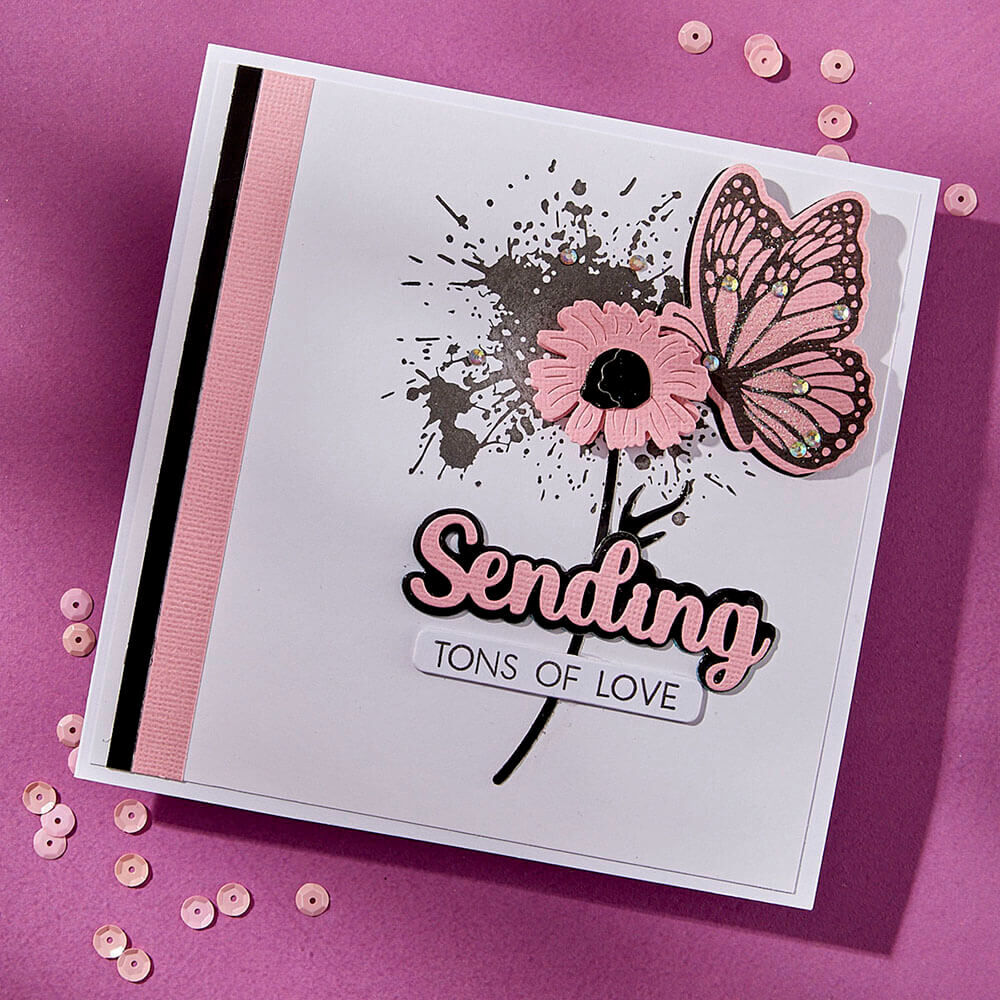 Spellbinders Clear Stamps & Die Set - Wildflowers Collection - Sending Smiles Sentiment (by Lisa Horton) SDS-202