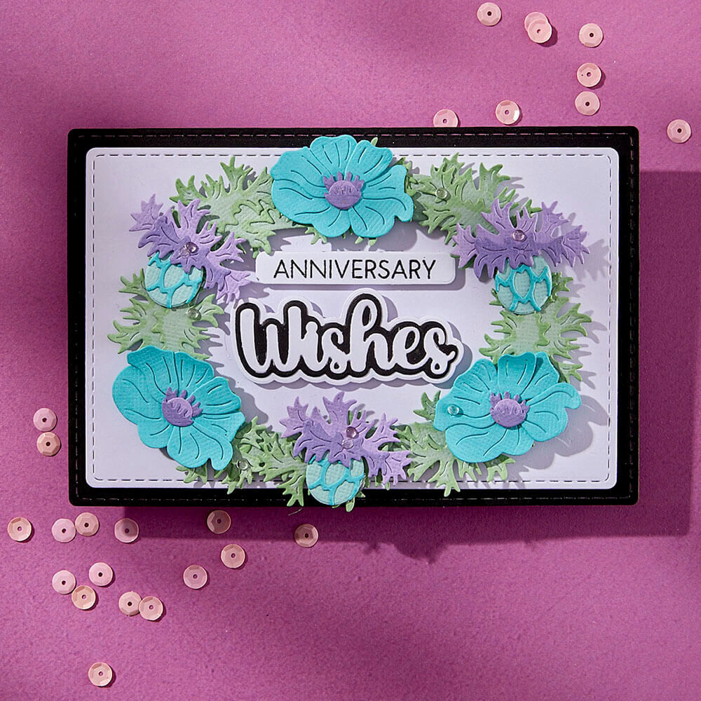 Spellbinders Clear Stamps & Die Set - Wildflowers Collection - Very Best Wishes Sentiments (by Lisa Horton) SDS-203