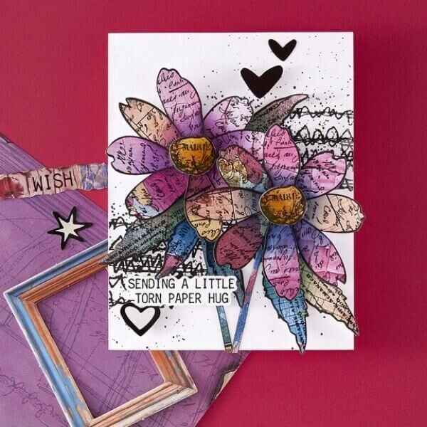 Spellbinders Clear Stamps & Die Set - Beautifully Imperfect Collection - Sculpted Scripted Floral SDS-215