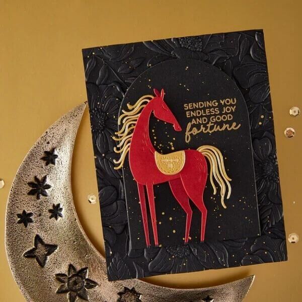 Spellbinders Clear Stamps & Die Set - Good Fortune Horse SDS-222