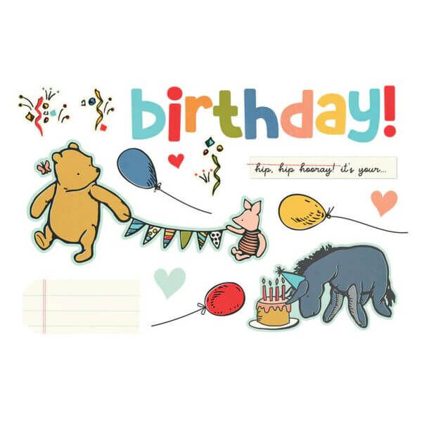 Spellbinders - Say Cheese Classic Pooh Birthday - Simple Pages Page Pieces (by Simple Stories) SS24814