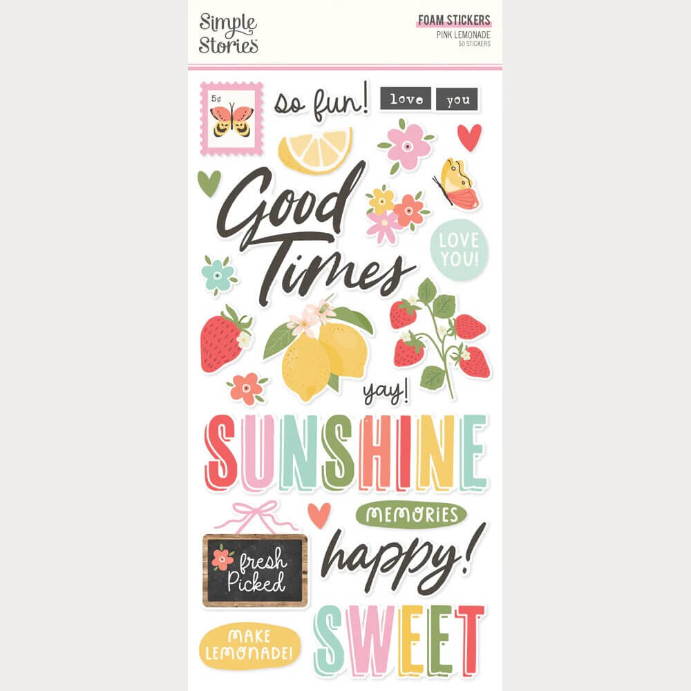 Spellbinders - Pink Lemonade Foam Stickers (by Simple Stories) SS26322
