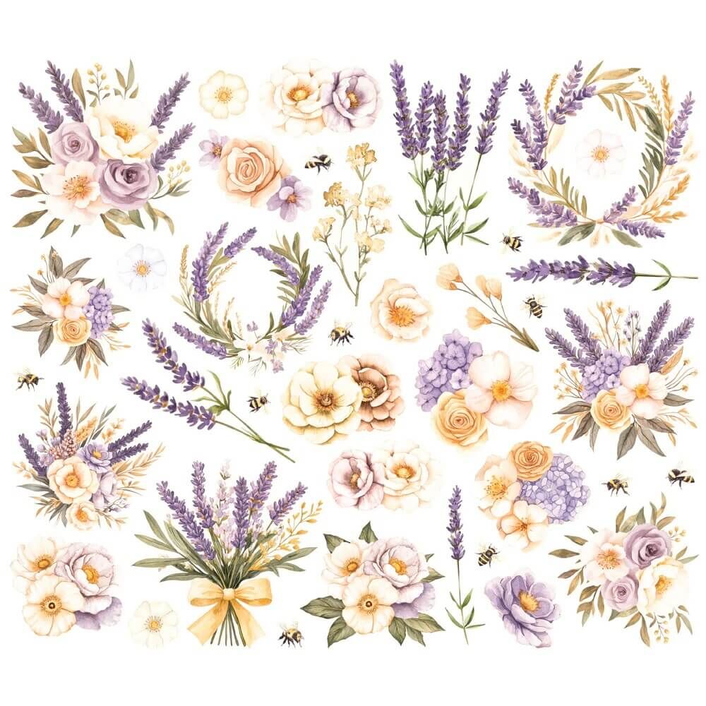 Spellbinders - Simple Vintage Lavender Fields Floral Bits & Pieces (by Simple Stories) SS26427