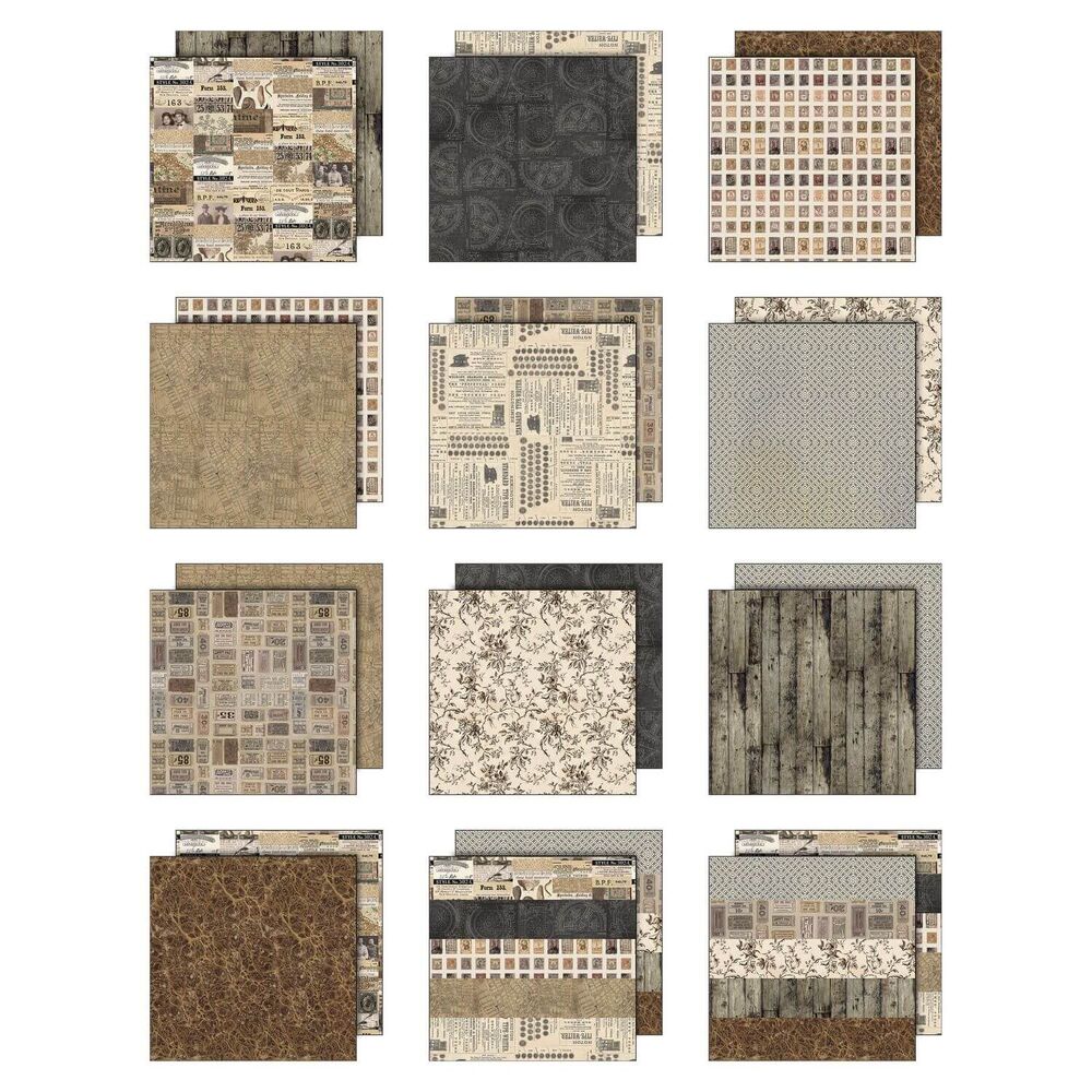 Tim Holtz-Advantus Idea-ology Double- Sided Cardstock 12"X12" 12/Pkg - Palette Collection: Neutral TH94459