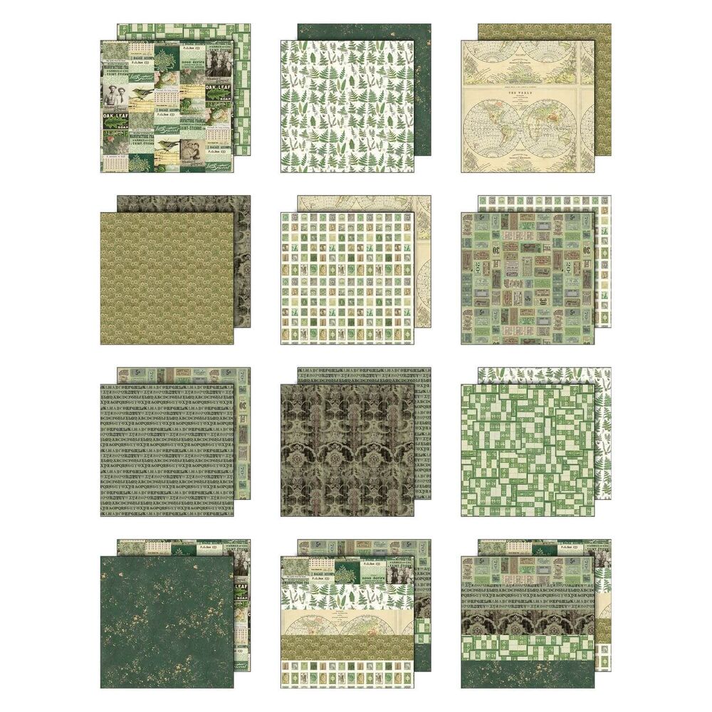 Tim Holtz-Advantus Idea-ology Double- Sided Cardstock 12"X12" 12/Pkg - Palette Collection: Green TH94460