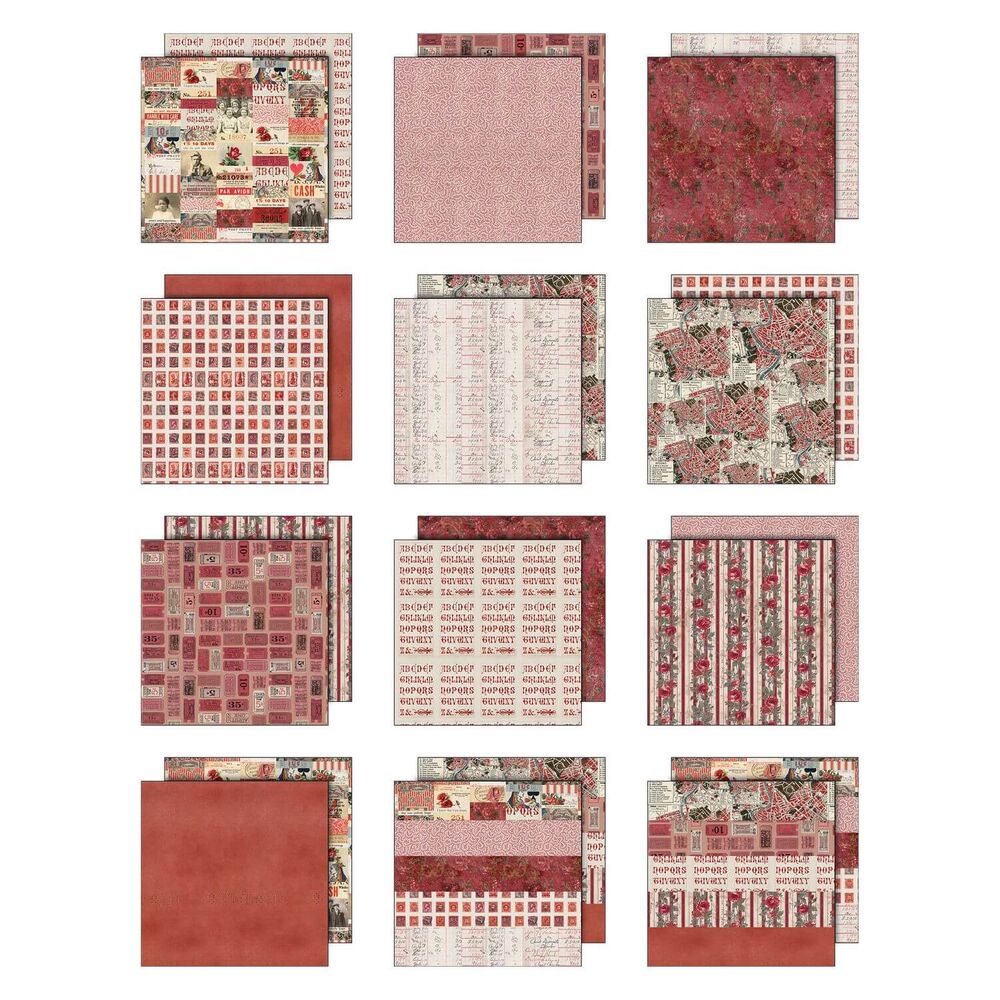 Tim Holtz-Advantus Idea-ology Double-Sided Cardstock 8"X8" 12/Pkg - Palette Collection: Red TH94470