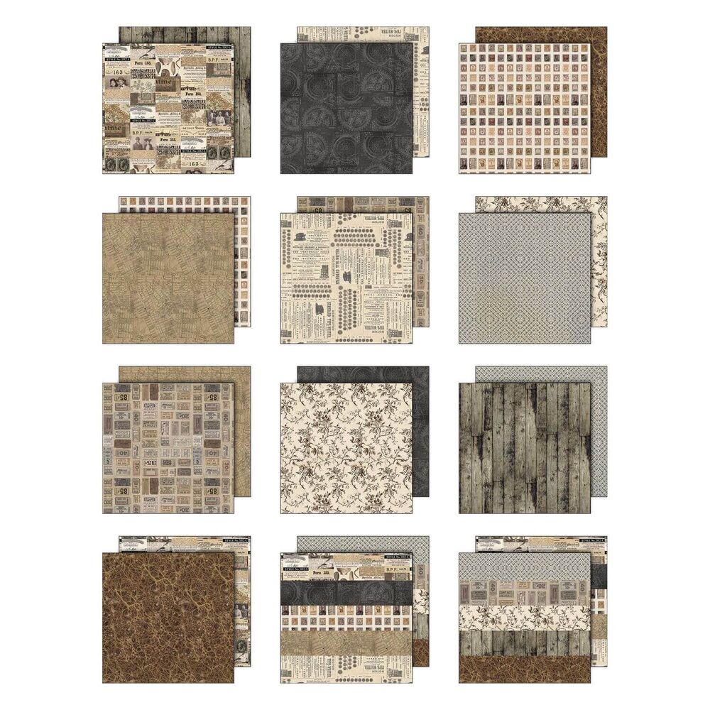 Tim Holtz-Advantus Idea-ology Double-Sided Cardstock 8"X8" 12/Pkg - Palette Collection: Neutral TH94473