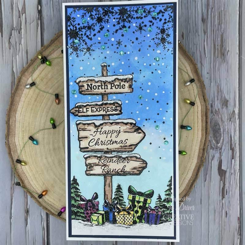 Creative Expressions Designer Boutique Pre Cut Rubber Stamp - Festive Trail