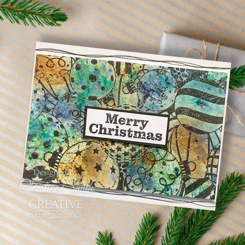Creative Expressions Designer Boutique Pre Cut Rubber Stamp - Bauble Wonderland