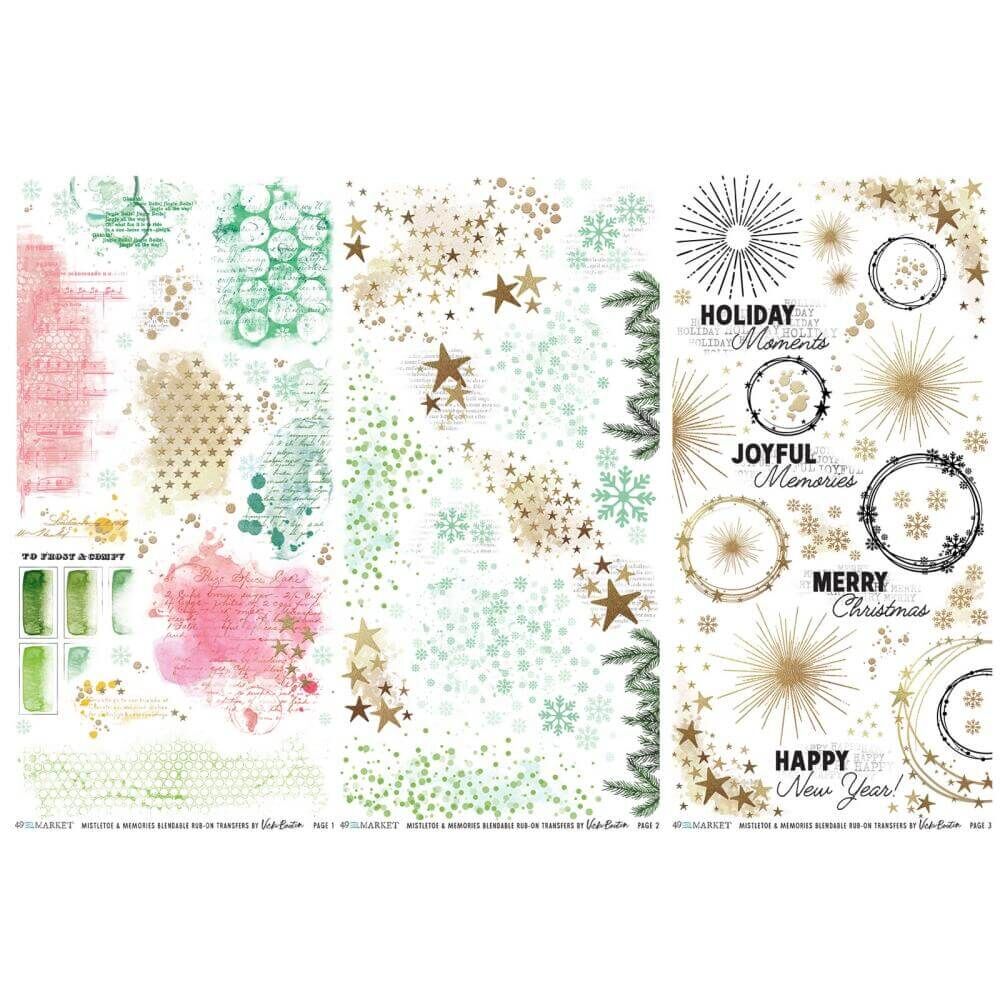 49 And Market Rub-On Transfer Set - Blendable, Mistletoe And Memories