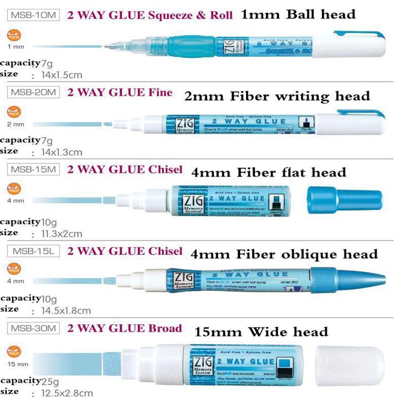Zig 2 Way Glue Pen - Fine Tip 2mm Fiber Writing Head