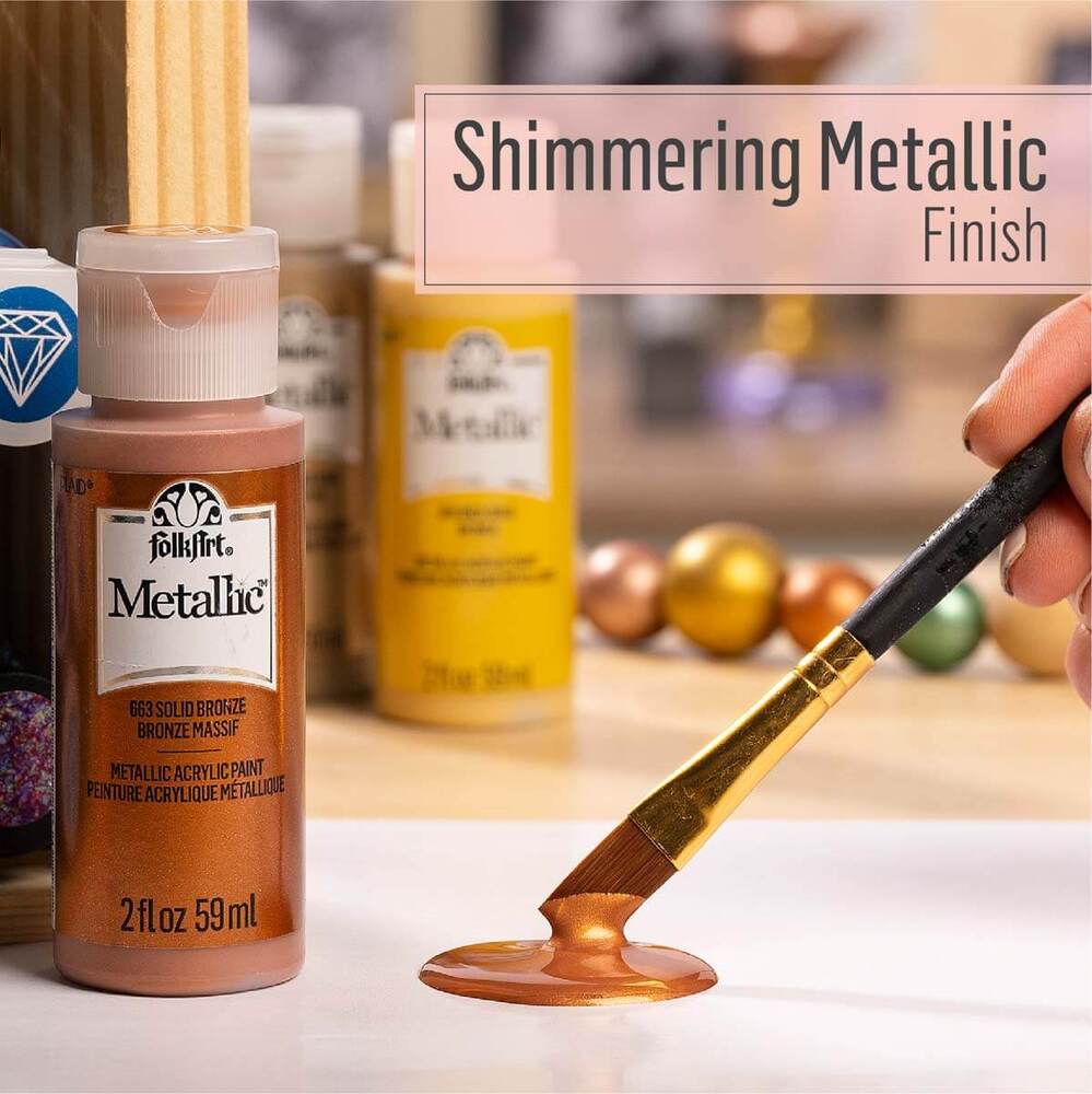 Pintura acrílica metálica a cuadros de arte popular 2 oz/59 ml (elige el color) - Imagen 11 de 27