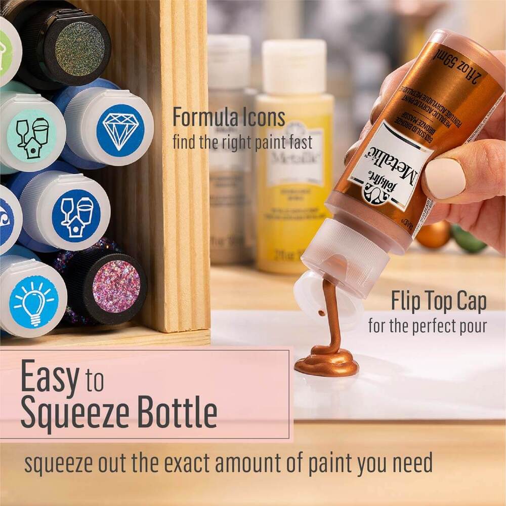 Pintura acrílica metálica a cuadros de arte popular 2 oz/59 ml (elige el color) - Imagen 12 de 27