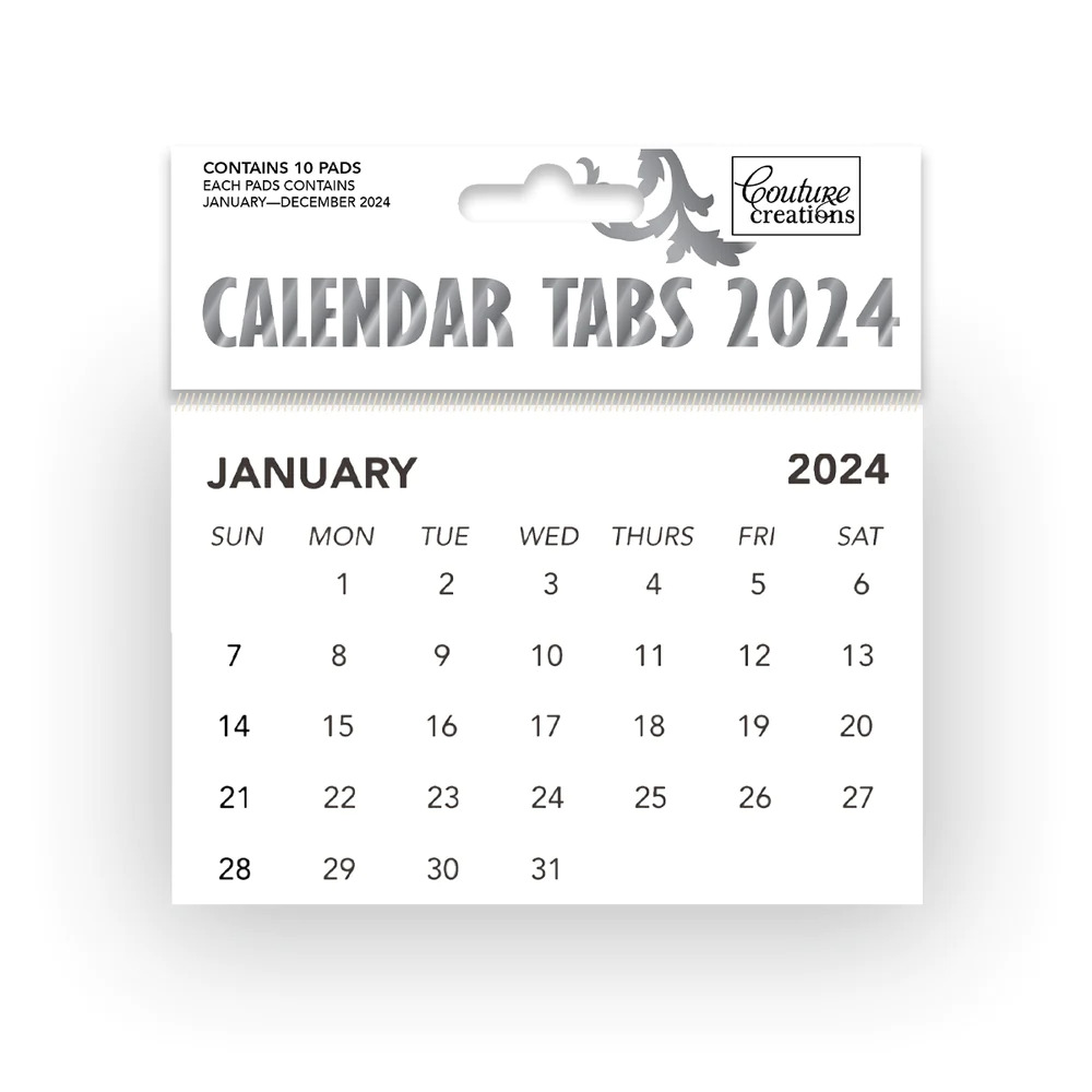 Couture Creations 2024 Mini Calendar Tabs (10 sets Jan Dec)