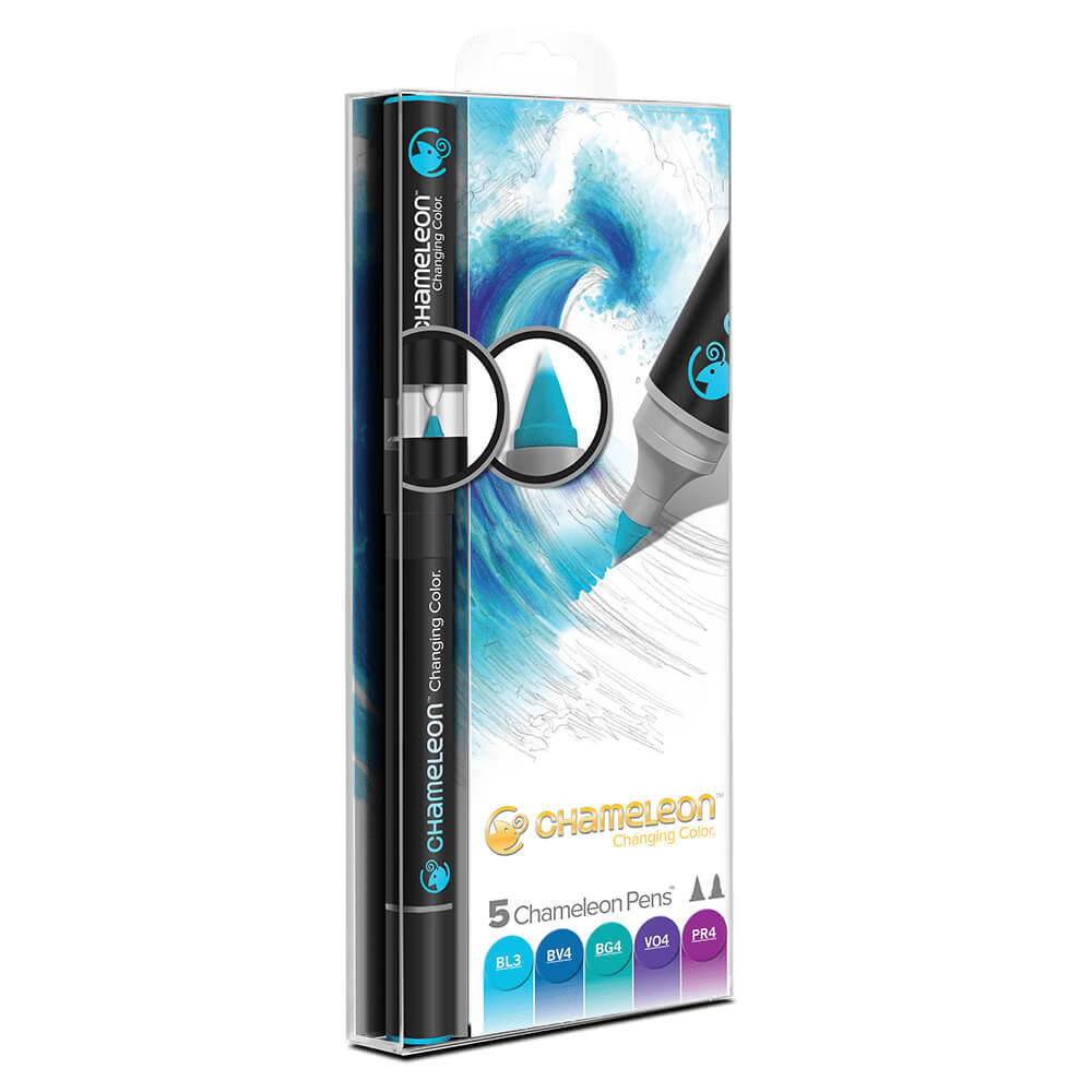 11x2x2 Chameleon Color Tops Blue Tones 5-Pen Set