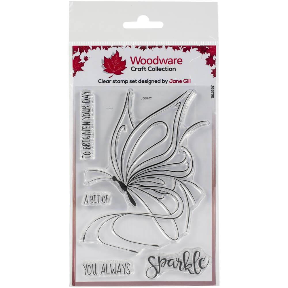 Woodware Clear Stamps 4"x6" SINGLES BUTTERFLY SKETCH Crafties Co.