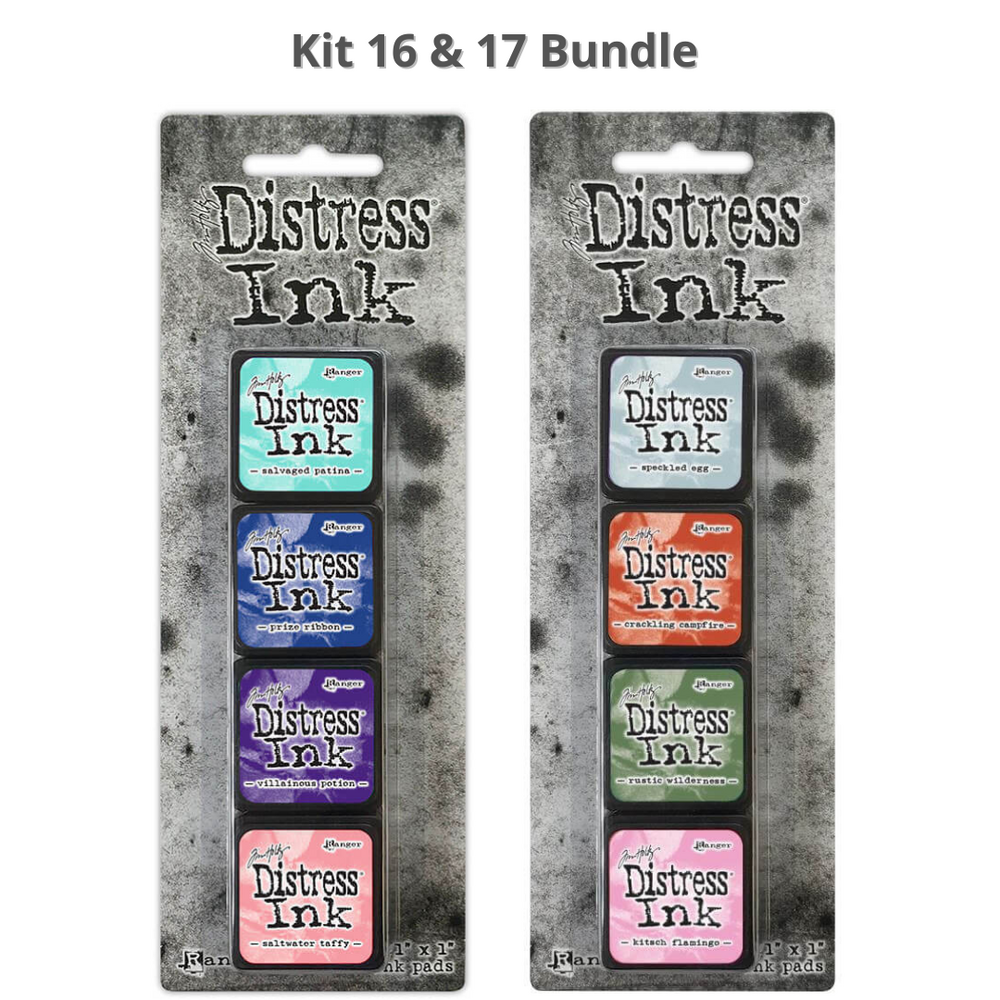 Tim Holtz Distress Mini Ink Pads Kit 16 & 17 Bundle (8/pk)