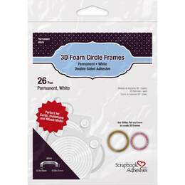 Scrapbook Adhesives 3D Foam Circle Frames 26/Pkg - Permanent, White, .08"