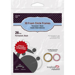 Scrapbook Adhesives 3D Foam Circle Frames 26/Pkg - Permanent, Black, .08"