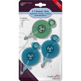 Scrapbook Adhesives E-Z Runner Dots Value Pack 3/Pkg - 1-Repo/2-Perm, .3"X42', Total 126'
