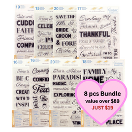 Couture Creations Sentiments Stamp Bundle 8 Sets