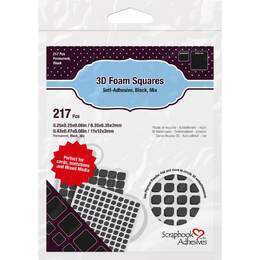 Scrapbook Adhesives 3D Foam Squares Variety Pack 217/Pkg - Black