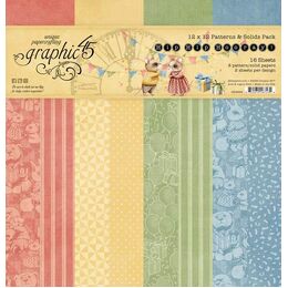 Graphic 45 Collection Pack 12"X12" - Patterns & Solids Pack, Hip Hip Hooray