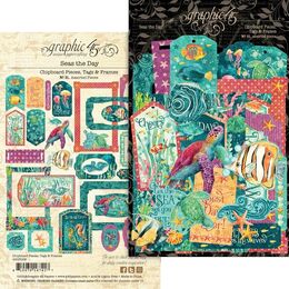 Graphic 45 Chipboard Die-Cuts - Tags & Frames, Seas The Day