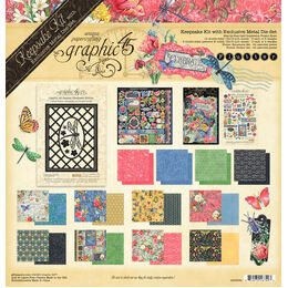 Graphic 45 Keepsake Kit With Exclusive Metal Die Set - Flutter