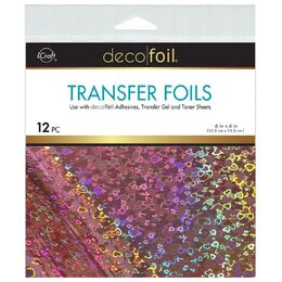 Deco Foil Transfer Sheets 6"x 6" 12/Pkg - Candy Hearts