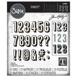 Sizzix Thinlits Die Set (21Pk) - Alphanumeric Shadow Numbers by Tim Holtz 664808