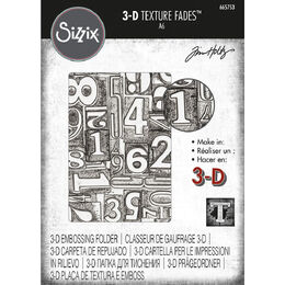 Sizzix 3-D Texture Fades Embossing Folder - Numbered by Tim Holtz 665753