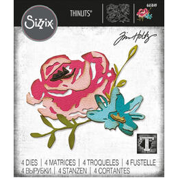 Sizzix Thinlits Die Set 4Pk - Brushstroke Flowers #4 by Tim Holtz 665849