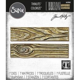 Thinlits Die Set 7PK Woodgrain Colorize by Tim Holtz