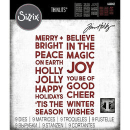 Sizzix Thinlits Die Set 9PK - Bold Text, Christmas by Tim Holtz 666062