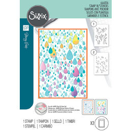 Sizzix A5 Clear Stamps w/ A6 Stencil (2PK) - Drip, Drip, Drop by Stacey Park 666836